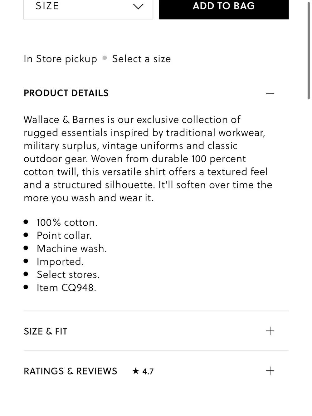 J.Crew Wallace & Barnes cotton twill workshirt in plaid